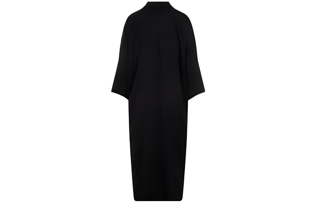 Lookbook (W) 발렌시아가 SS24 블랙 V넥 긴소매 드레스 레귤러 핏. 790656TQO151000