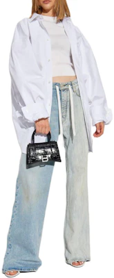 (W) 발렌시아가 SS24 화이트 레터 패턴 니트 반팔 탑. 793612T5215 Purchase (W) 발렌시아가 SS24 화이트 레터 패턴 니트 반팔 탑. 793612T5215