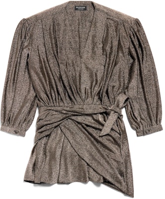 (W) 발렌시아가 SS24 브라운 V넥 반팔 타이 디테일 원피스 여성용 772748TPV271075 Buy (W) 발렌시아가 SS24 브라운 V넥 반팔 타이 디테일 원피스 여성용 772748TPV271075