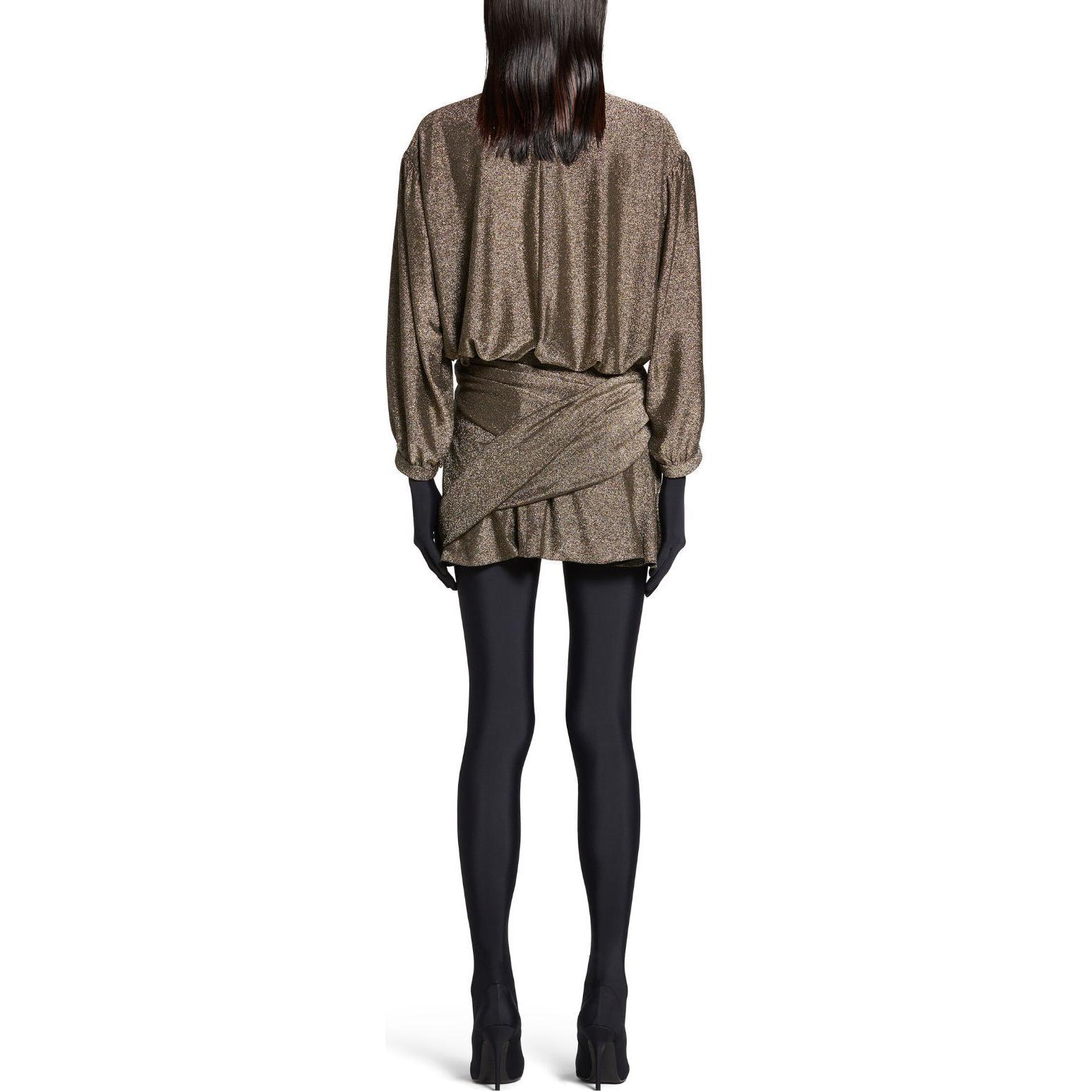 Purchase (W) 발렌시아가 SS24 브라운 V넥 반팔 타이 디테일 원피스 여성용 772748TPV271075