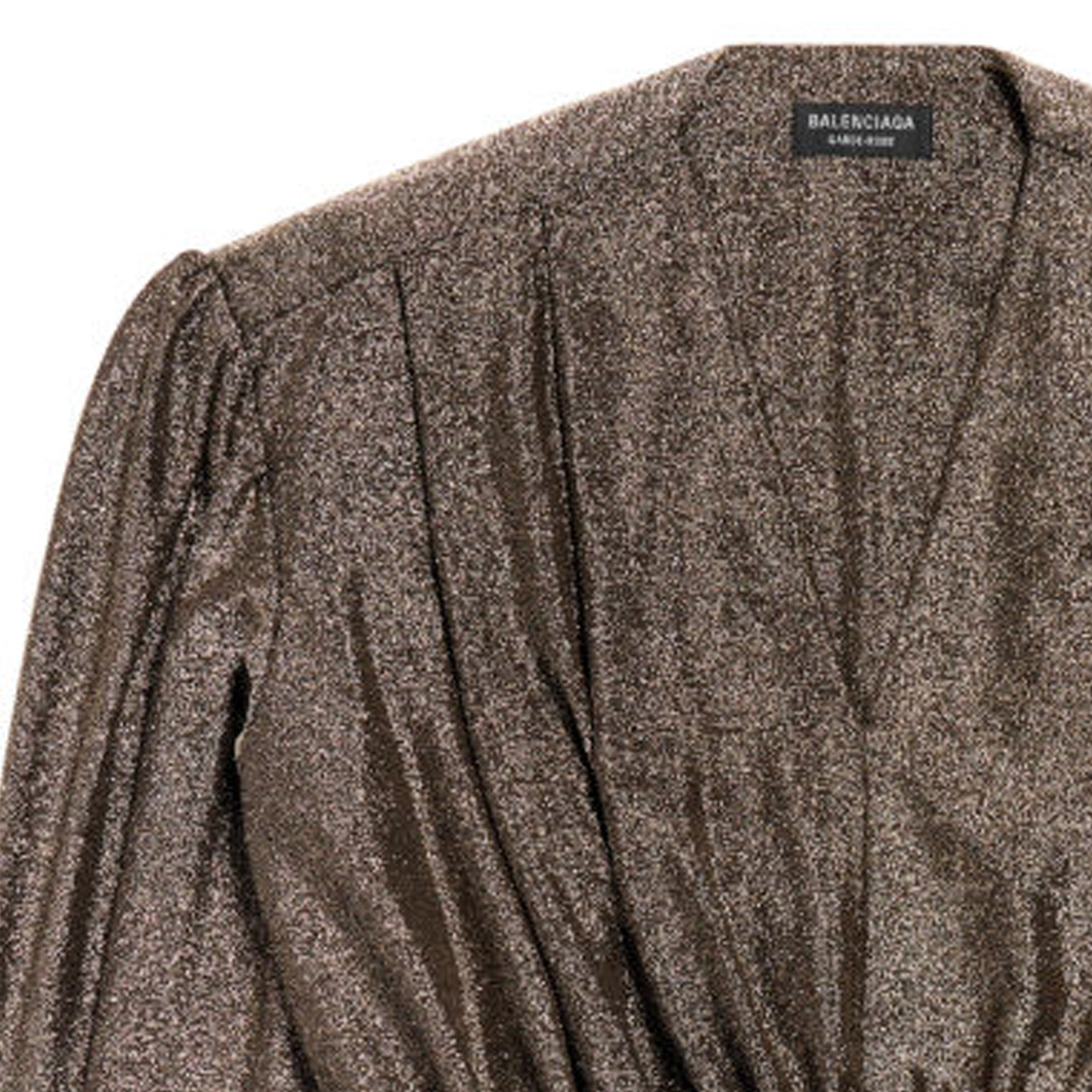 Cheap (W) 발렌시아가 SS24 브라운 V넥 반팔 타이 디테일 원피스 여성용 772748TPV271075