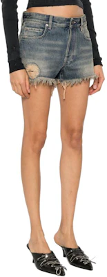 (W) Balenciaga SS24 Pantalones Cortos Denim Azul Medio Slim Mujer Logo Distressed. 793948TJW952204 Purchase (W) Balenciaga SS24 Pantalones Cortos Denim Azul Medio Slim Mujer Logo Distressed. 793948TJW952204