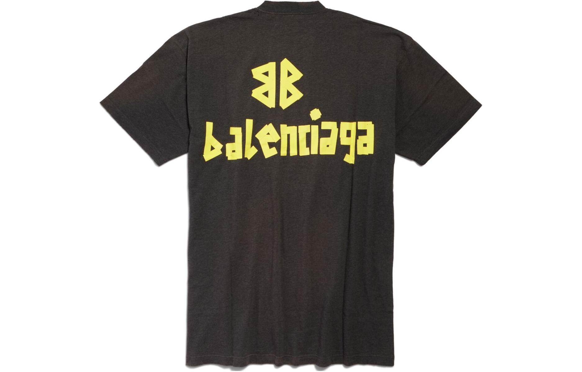 Lookbook (W) 발렌시아가 SS24 로고 프린트 티셔츠 드레스 루즈핏 여성 블랙 739037TOVA98519