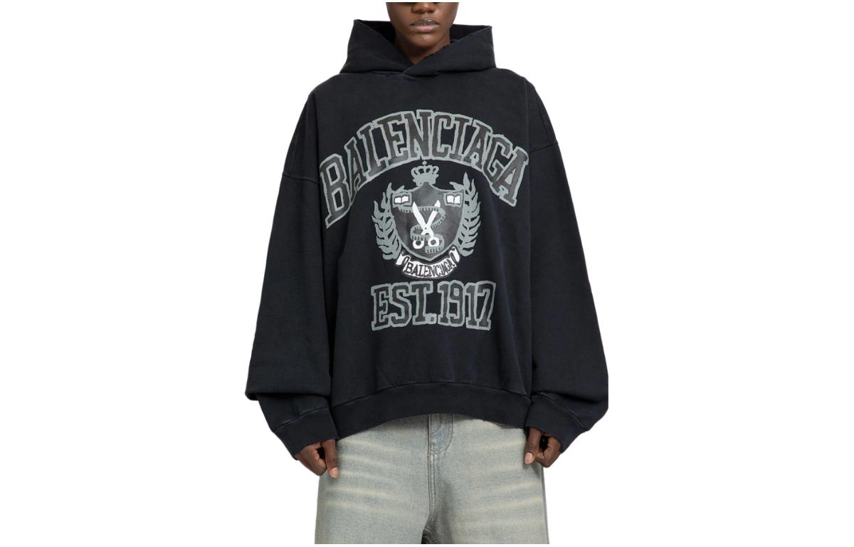 Order (W) 巴黎世家SS24宽松字母藏青色连帽衫女款 744463TOVK28190