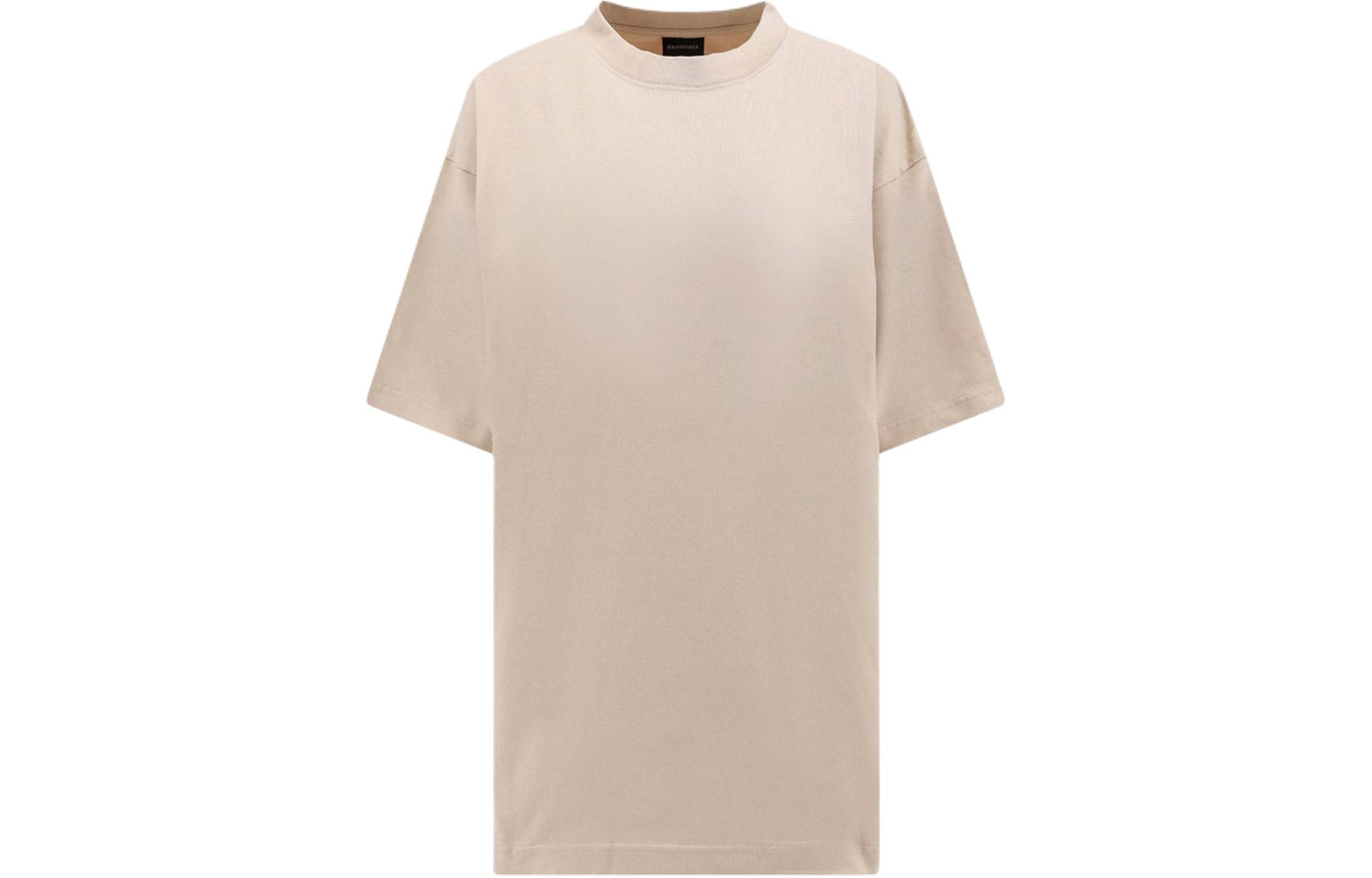 Order (Women) Balenciaga SS24 Rhinestone Logo Loose Fit Beige Crewneck T-Shirt Women 641655TPVP79710