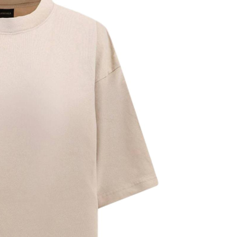 Details for (Women) Balenciaga SS24 Rhinestone Logo Loose Fit Beige Crewneck T-Shirt Women 641655TPVP79710