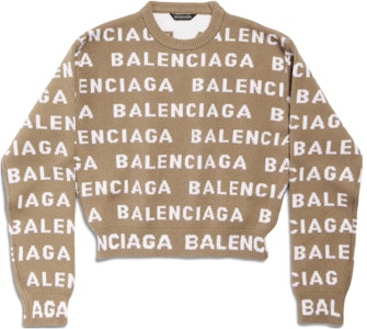 (W) Balenciaga SS24 雙色標誌針織毛衣 常規版型 深米色 761591T16739677 Order (W) Balenciaga SS24 雙色標誌針織毛衣 常規版型 深米色 761591T16739677