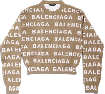 (W) Balenciaga SS24 雙色標誌針織毛衣 常規版型 深米色 761591T16739677 Order (W) Balenciaga SS24 雙色標誌針織毛衣 常規版型 深米色 761591T16739677
