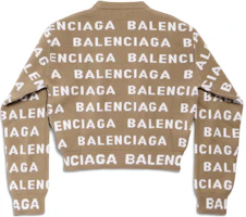 Lookbook (Women) Balenciaga SS24 Two-Tone Logo Knit Sweater Regular Fit in Dark Beige 761591T16739677