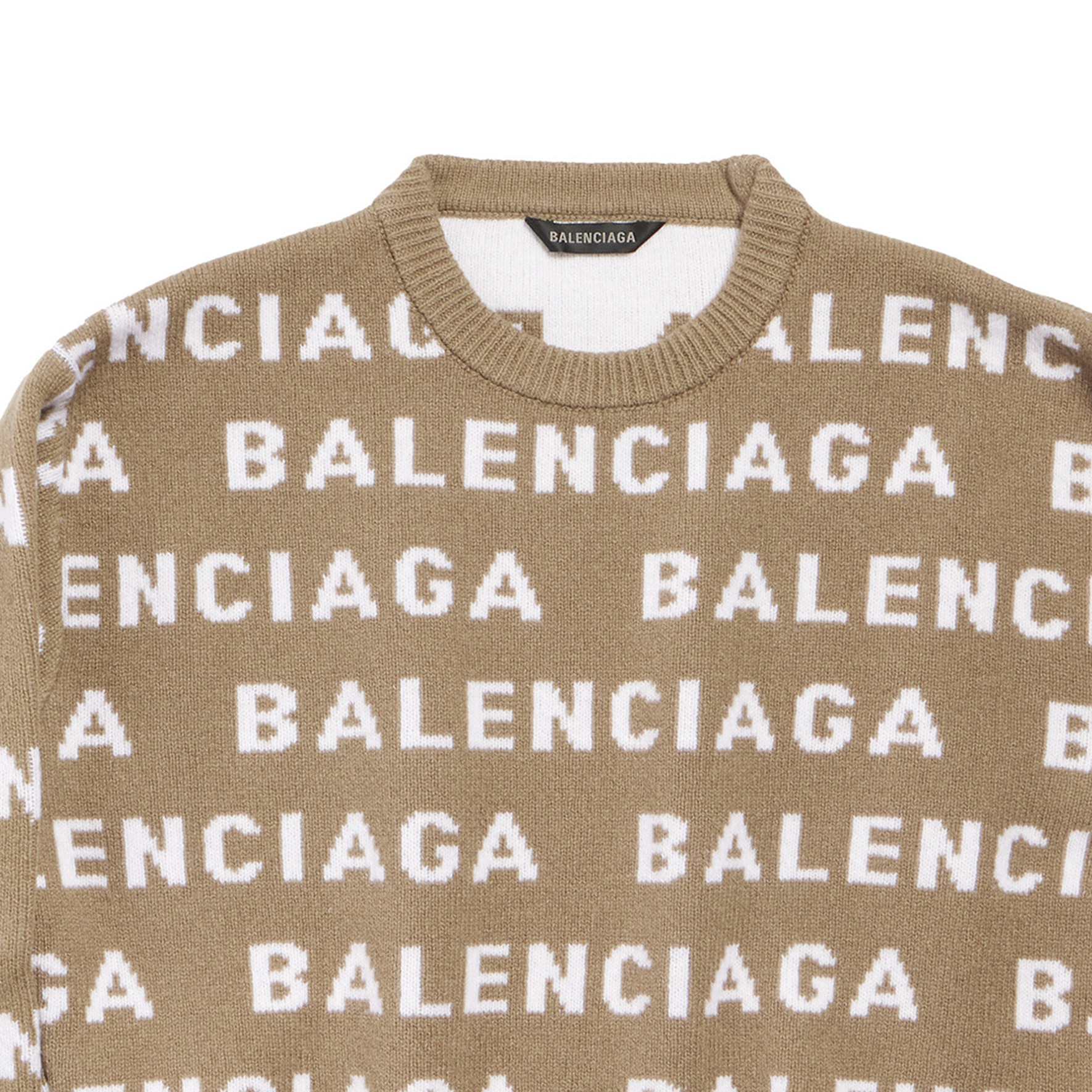 Shop (W) Balenciaga SS24 雙色標誌針織毛衣 常規版型 深米色 761591T16739677