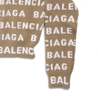 Details for (Women) Balenciaga SS24 Two-Tone Logo Knit Sweater Regular Fit in Dark Beige 761591T16739677