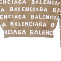 Sizing (Women) Balenciaga SS24 Two-Tone Logo Knit Sweater Regular Fit in Dark Beige 761591T16739677