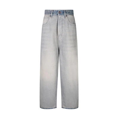 (Women) Balenciaga SS24 Washed Straight-Leg Jeans Light Blue Women’s Regular Fit. 773771TDW154209