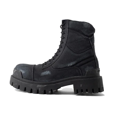 (W) Balenciaga Combat Strike 20mm Boots 'Washed Black Cotton'