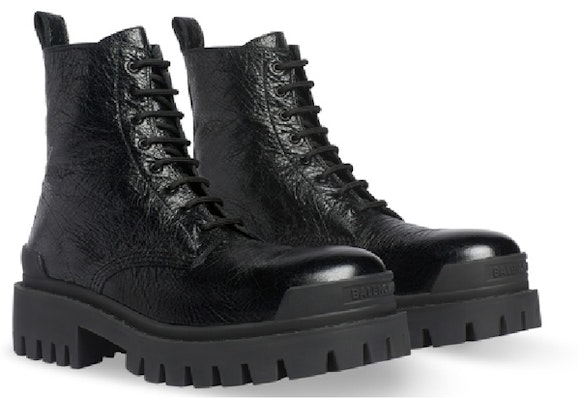 (W) Balenciaga Strike Sepatu Boot Tali 'Kulit Domba Hitam' 590974WAD401000 Order (W) Balenciaga Strike Sepatu Boot Tali 'Kulit Domba Hitam' 590974WAD401000