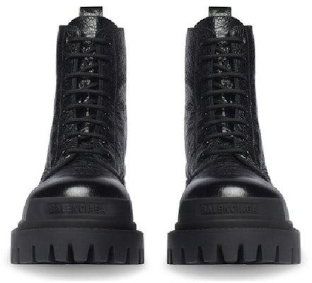 (W) Balenciaga Strike Sepatu Boot Tali 'Kulit Domba Hitam' 590974WAD401000 Shop (W) Balenciaga Strike Sepatu Boot Tali 'Kulit Domba Hitam' 590974WAD401000