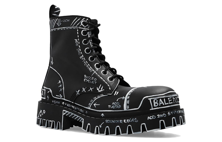 Order (W) Balenciaga Strike Schnürstiefel ''Marker Pen Print - Schwarz'' 590974-WBEF2-1090