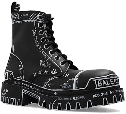 (W) Balenciaga Strike Lace-Up Boot 'Marker Pen Print - Hitam' 590974-WBEF2-1090 Order (W) Balenciaga Strike Lace-Up Boot 'Marker Pen Print - Hitam' 590974-WBEF2-1090