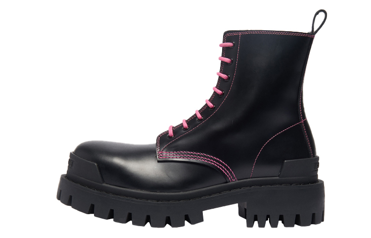 (Women) Balenciaga Strike Lace-up Martin Boots Black/Pink 590974WA9641056