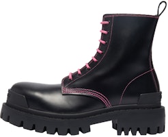 (Women) Balenciaga Strike Lace-up Martin Boots Black/Pink 590974WA9641056 (Women) Balenciaga Strike Lace-up Martin Boots Black/Pink 590974WA9641056