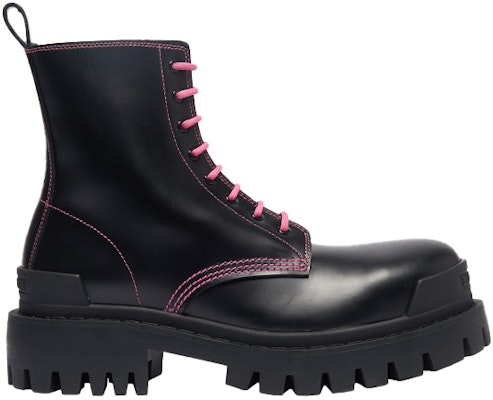 (W) Balenciaga Strike Sepatu Boot Martin Tali Hitam/Pink 590974WA9641056 Order (W) Balenciaga Strike Sepatu Boot Martin Tali Hitam/Pink 590974WA9641056