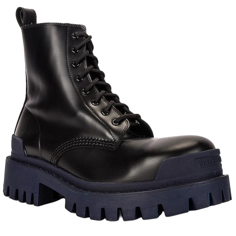 Lookbook (W) Balenciaga Strike Stiefel Schwarz/Blau Martin Boots 590974WA9671040