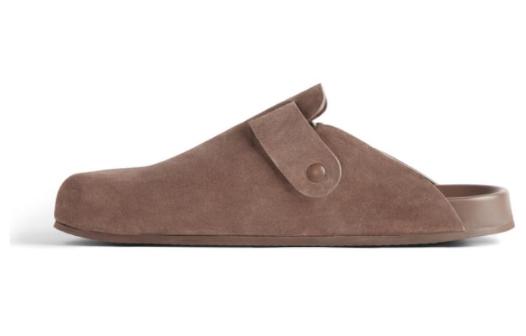 Buy 巴黎世家 Balenciaga 皮革 圓頭套腳平跟 包頭拖鞋 女款 淺棕色