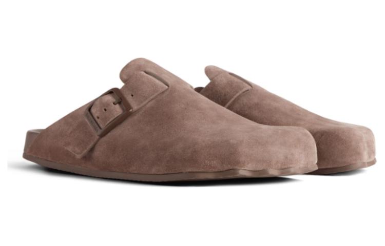 Lookbook 巴黎世家 Balenciaga 皮革 圓頭套腳平跟 包頭拖鞋 女款 淺棕色