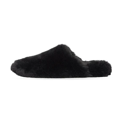 (W) Balenciaga Teddy Mule Slides 'Black Fur'