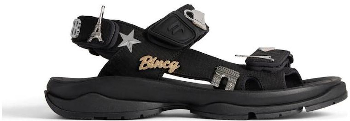 (Women) Balenciaga Tourist Sandal With Pins Black 706277W2CCP1000 Order (Women) Balenciaga Tourist Sandal With Pins Black 706277W2CCP1000