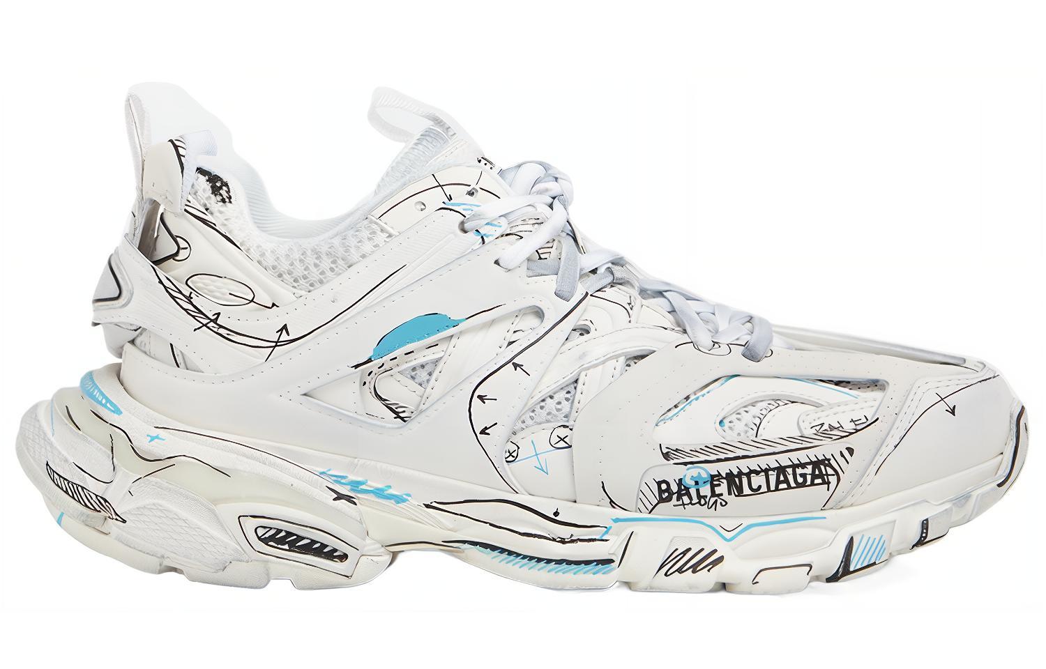 Order (W) Balenciaga Track 1.0 Zapatillas Azul Malla y Nylon Graffiti 'Blanco' 542436W3SRA9014