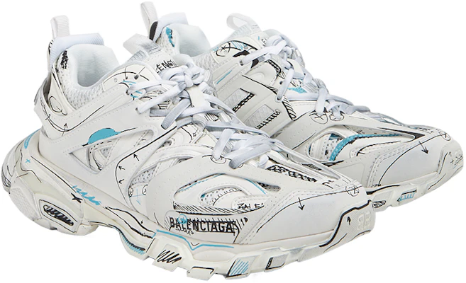 (W) Balenciaga Track 1.0 Zapatillas Azul Malla y Nylon Graffiti 'Blanco' 542436W3SRA9014 Lookbook (W) Balenciaga Track 1.0 Zapatillas Azul Malla y Nylon Graffiti 'Blanco' 542436W3SRA9014