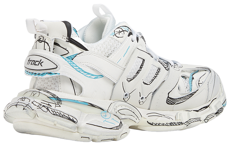 Shop (W) Balenciaga Track 1.0 Zapatillas Azul Malla y Nylon Graffiti 'Blanco' 542436W3SRA9014