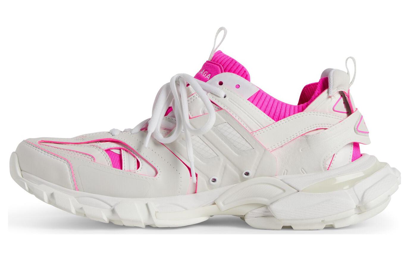 (W) Balenciaga Track Sock Sneakers 'White and Neon Pink Knit and Nylon'