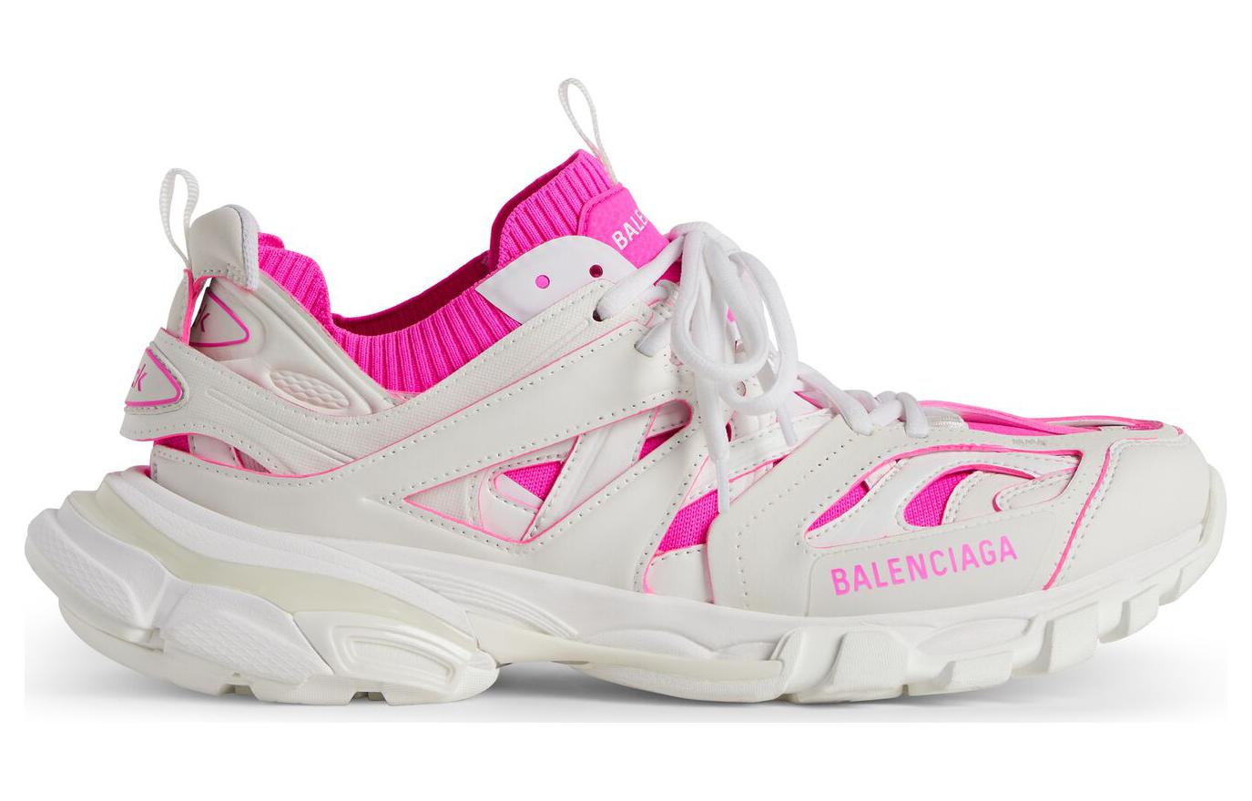 (W) Balenciaga Track Sock Sneakers 'White and Neon Pink Knit and Nylon' 圖 2