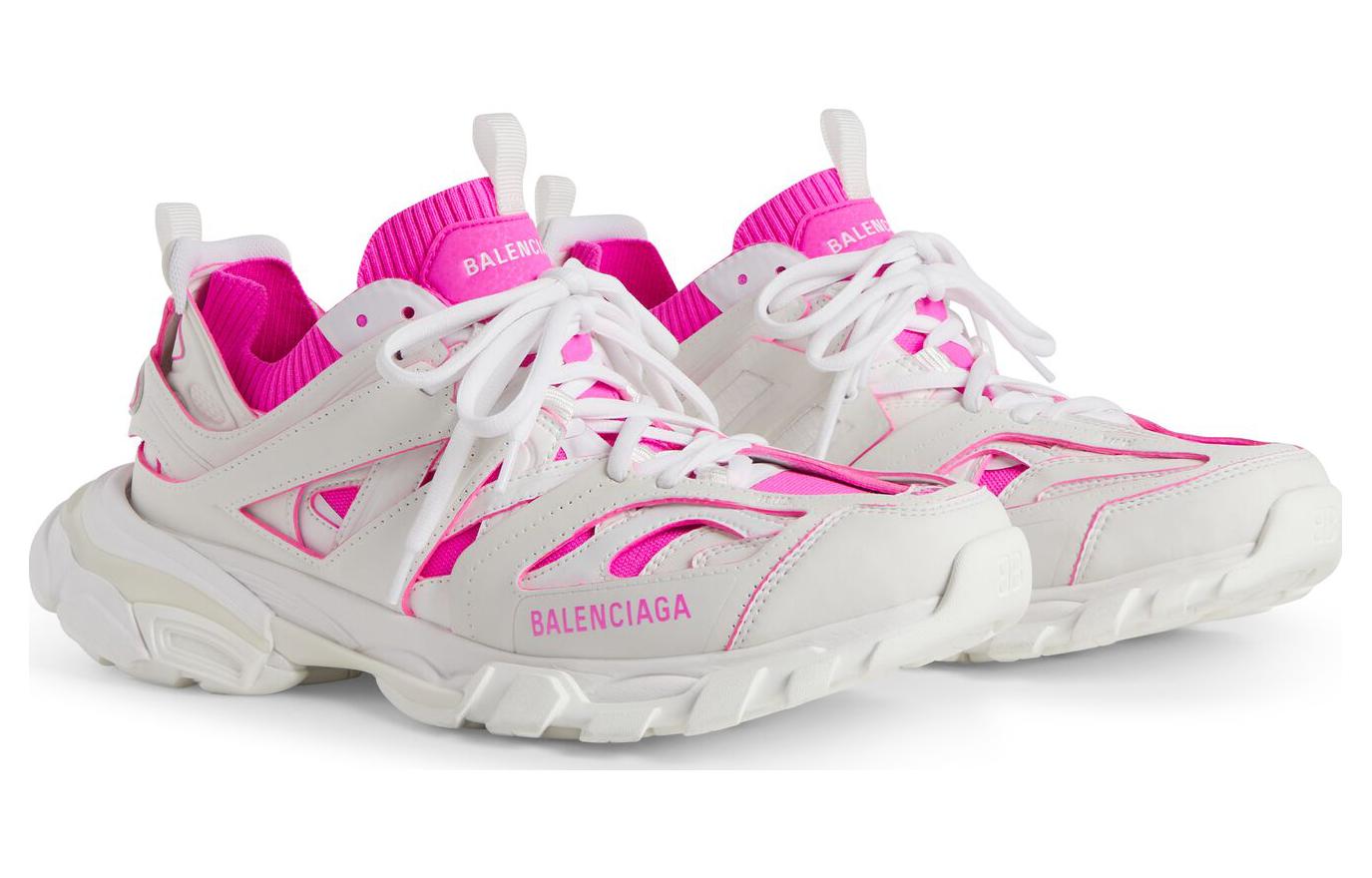 (W) Balenciaga Track Sock Sneakers 'White and Neon Pink Knit and Nylon' 圖 3