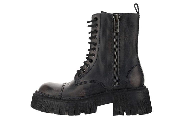 (Women) Balenciaga Tractor Bootie 'Black Leather' 670998WBCP11000