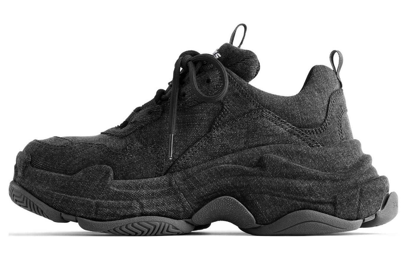 (W) Balenciaga Triple S 'Black Fabric Low-Top Dad Shoe'