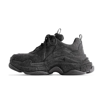 (W) Balenciaga Triple S 'Black Fabric Low-Top Dad Shoe'