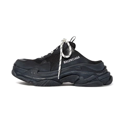 (W) Balenciaga Triple S 'Black Mesh Lace-Up Fashion Slides'