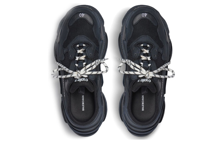 Shop Balenciaga巴黎世家 Triple S 網布 繫帶休閒 時尚涼拖 女款 黑色