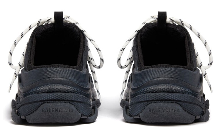 Details for Balenciaga巴黎世家 Triple S 網布 繫帶休閒 時尚涼拖 女款 黑色