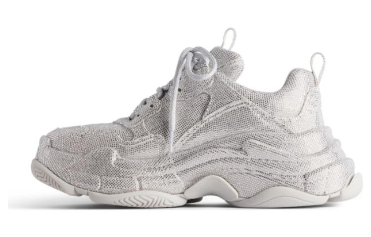 Buy 巴黎世家 Balenciaga Triple S 圓頭綁帶 低幫 休閒鞋 女款 淺灰色