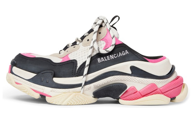 (Women) Balenciaga Triple S Mules 'White Pink and Black Double Foam and Mesh' 755686W3SM15671