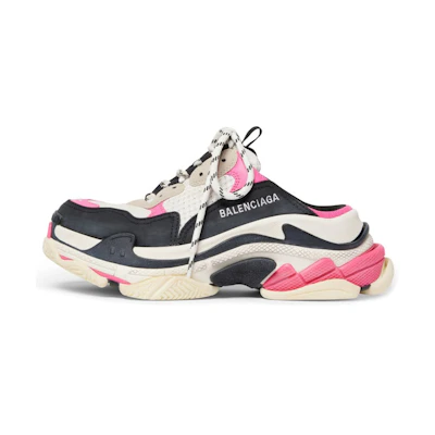 (W) Balenciaga Triple S Mules 'White Pink and Black Double Foam and Mesh'