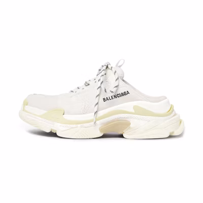 (W) Balenciaga Triple S Mule 'White Beige'