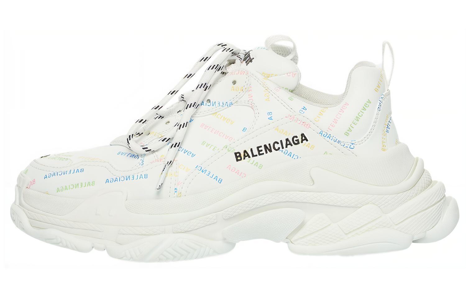 (W) Balenciaga Triple S AllOver Logo White Multicolor