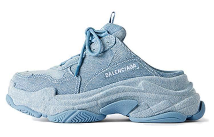 (Women) Balenciaga Triple S Mules 'Blue' 755686W2DEN4000