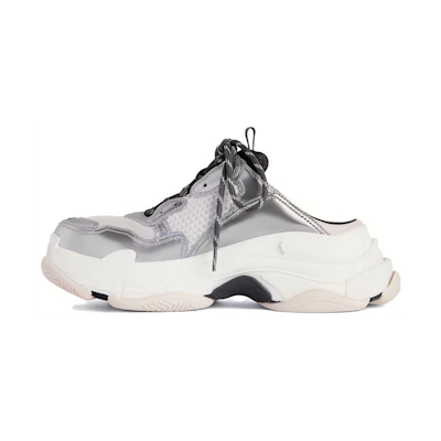 (W) Balenciaga Triple S Mules 'Silver'