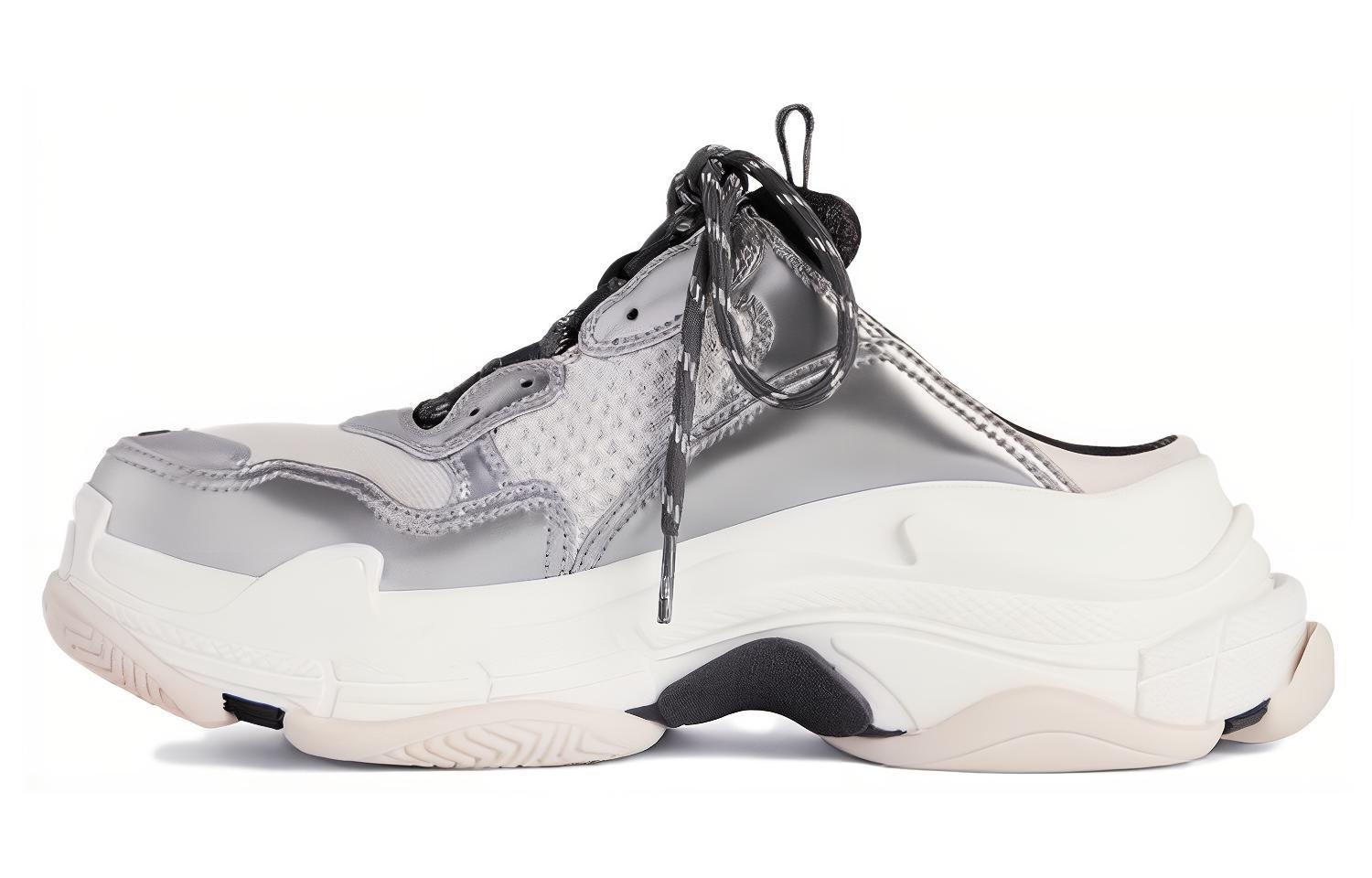 (Women) Balenciaga Triple S Mules 'Silver' 755686W2FWM8191